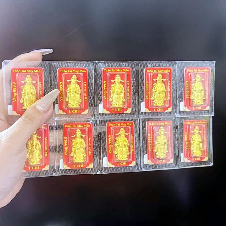 Vàng ép vỉ Thần Tài 999.9